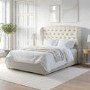 Cream Fabric King Size Ottoman Bed with Winged Headboard - Safina