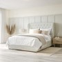 GRADE A2 - Cream Fabric King Size Ottoman Bed with Winged Headboard - Safina