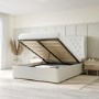 GRADE A2 - Cream Fabric King Size Ottoman Bed with Winged Headboard - Safina