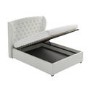 GRADE A2 - Cream Fabric King Size Ottoman Bed with Winged Headboard - Safina