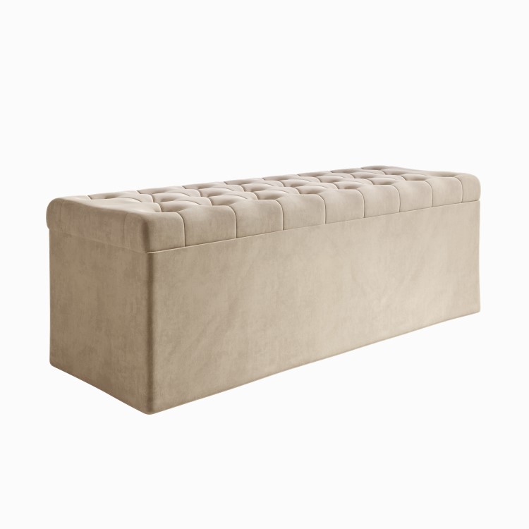 Ottoman Storage Blanket Box in Beige - Safina