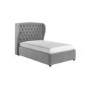 Grey Velvet Small Double Ottoman Bed with Winged Headboard - Safina