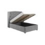 Grey Velvet Small Double Ottoman Bed with Winged Headboard - Safina