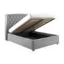 Grey Velvet Small Double Ottoman Bed with Winged Headboard - Safina