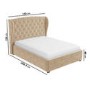 GRADE A1 - Beige Velvet Small Double Ottoman Bed with Winged Headboard - Safina