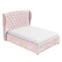 GRADE A2 - Pink Velvet Double Ottoman Bed with Winged Headboard - Safina