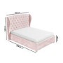 GRADE A2 - Pink Velvet Small Double Ottoman Bed with Winged Headboard - Safina