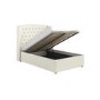 Cream Fabric Small Double Ottoman Bed with Winged Headboard - Safina