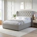 A1/SAF134KA ONLY OPENED - Grey Fabric King Size Ottoman Bed with Winged Headboard - Safina