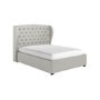 Grey Fabric King Size Ottoman Bed with Winged Headboard - Safina