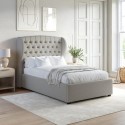 SAF134SDA Grey Upholstered Small Double Ottoman Bed with Winged Headboard - Safina