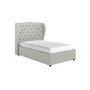 Grey Fabric Small Double Ottoman Bed with Winged Headboard - Safina