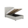 Grey Fabric Small Double Ottoman Bed with Winged Headboard - Safina