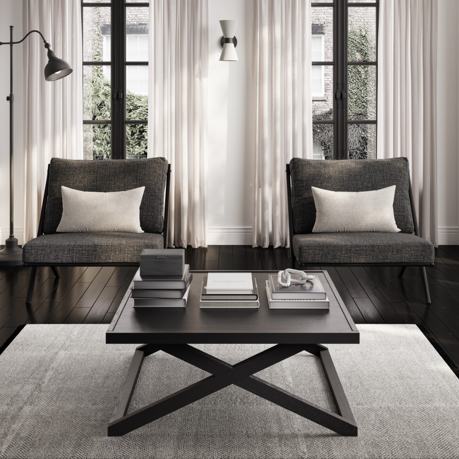Small Rectangular Black Coffee Table - Sage