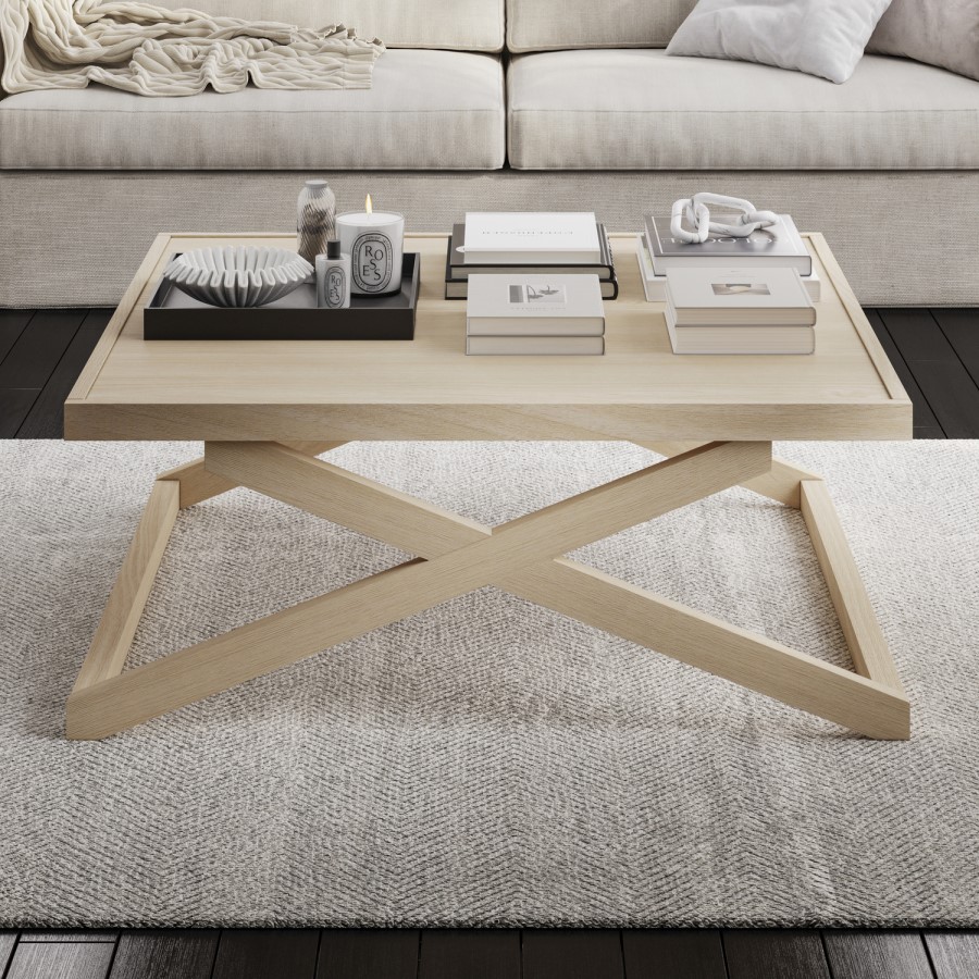 Large Rectangular Light Oak Coffee Table - Sage