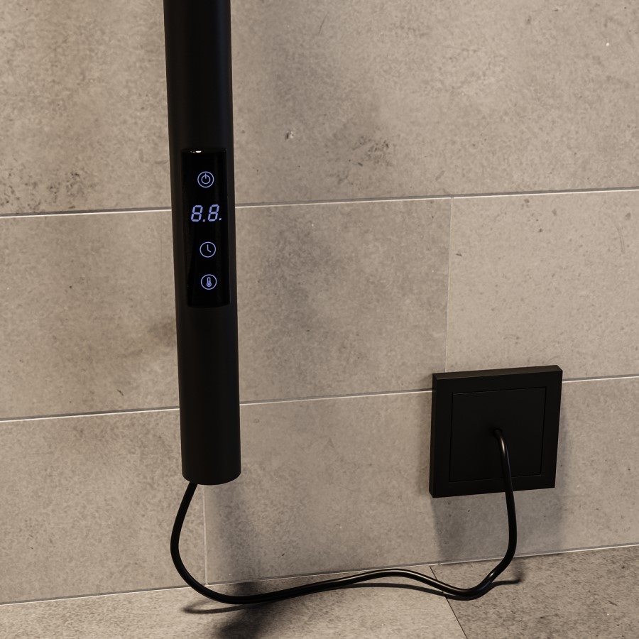 Black Vertical Electric Towel Radiator 1600mm - Sagaro