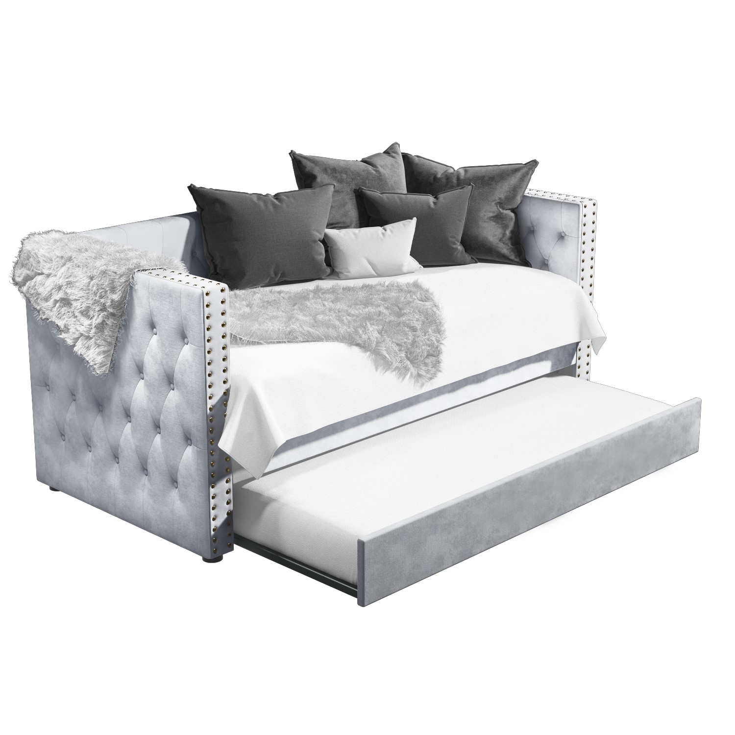 Sacha Velvet Sofa Bed In Silver Grey, Velvet Grey Sofa Bed
