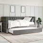GRADE A2 - Single Day Bed Sofa with Trundle in Dark Grey Velvet - Sacha