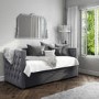 GRADE A2 - Dark Grey Velvet Single Day Bed with Trundle - Sacha