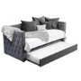 GRADE A2 - Dark Grey Velvet Single Day Bed with Trundle - Sacha