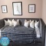 GRADE A2 - Sacha Velvet Day Bed in Anthracite Grey - Trundle Bed Included