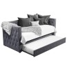 GRADE A1 - Sacha Velvet Day Bed in Anthracite Grey - Trundle Bed Included