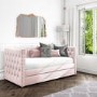 Sacha Velvet Sofa Bed in Baby Pink - Trundle Bed Included