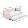 Sacha Velvet Sofa Bed in Baby Pink - Trundle Bed Included