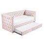 Sacha Velvet Sofa Bed in Baby Pink - Trundle Bed Included