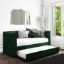 Sacha Velvet Sofa Bed in Bottle Green - Trundle Bed Included