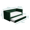 Sacha Velvet Sofa Bed in Bottle Green - Trundle Bed Included
