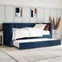 Single Day Bed Sofa with Trundle in Navy Blue Velvet - Sacha