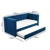 GRADE A1 - Sacha Velvet Day Bed in Navy Blue - Trundle Bed Included