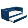 GRADE A1 - Sacha Velvet Day Bed in Navy Blue - Trundle Bed Included