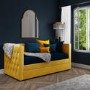 GRADE A2 - Mustard Yellow Velvet Single Day Bed with Trundle - Sacha