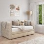 GRADE A1 - Sacha Velvet Day Bed in Beige - Trundle Bed Included