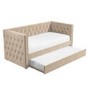 GRADE A1 - Sacha Velvet Day Bed in Beige - Trundle Bed Included