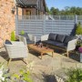 Rowlinson Light Rattan Garden Sofa Set with Dark Grey Cushions - Saigon Range