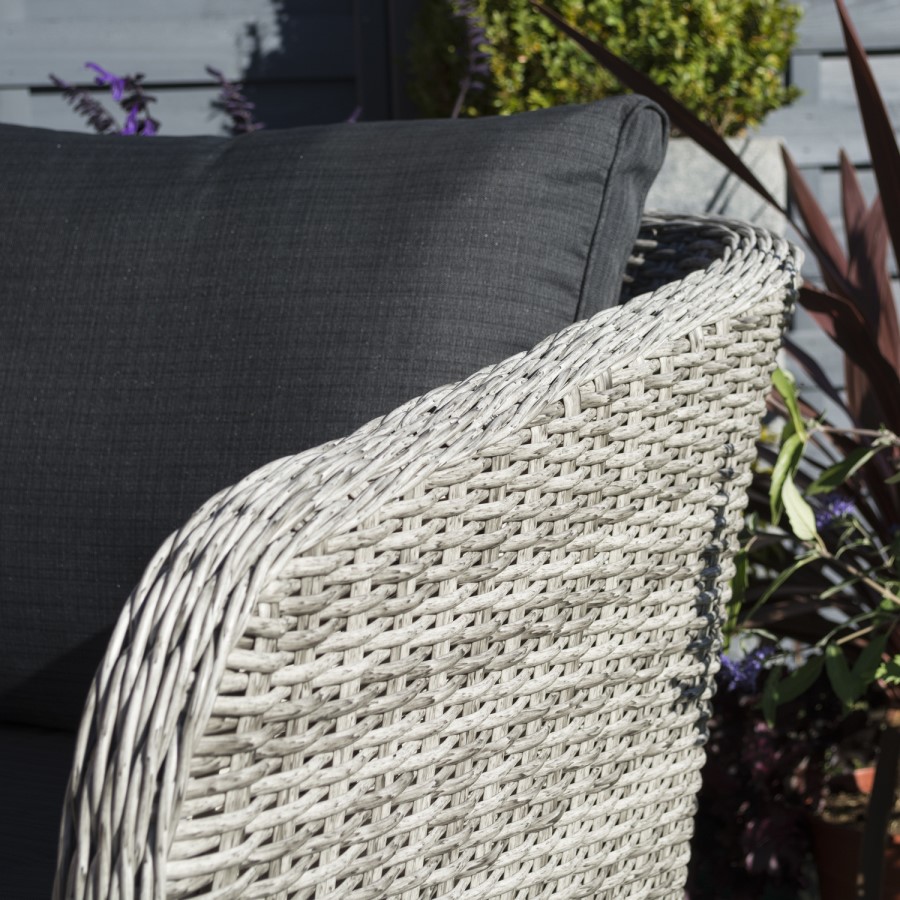 Rowlinson Light Rattan Garden Sofa Set with Dark Grey Cushions - Saigon Range