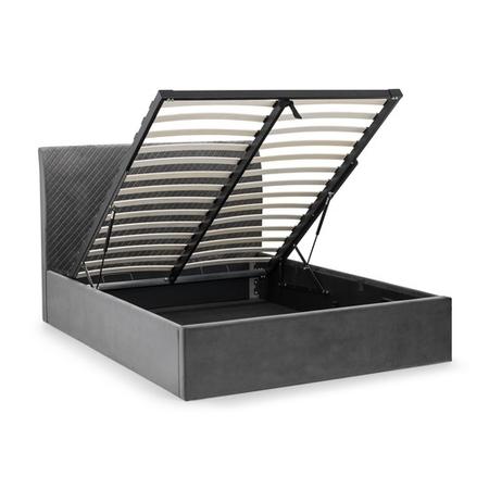 Grey Velvet Super King Ottoman Bed - Sanderson - Julian Bowen