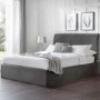 Grey Velvet Super King Ottoman Bed - Sanderson - Julian Bowen