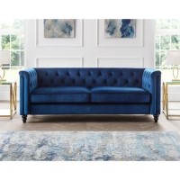 Blue Velvet 3 Seater Sofa - Julian Bowen