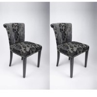 Rosemont Baroque Pair of Charcoal Fabric Chairs