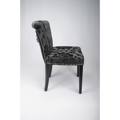 Rosemont Baroque Pair of Charcoal Fabric Chairs