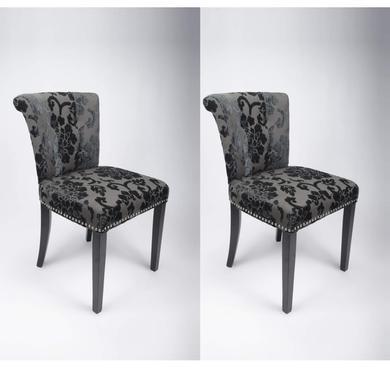Rosemont Baroque Pair of Charcoal Fabric Chairs