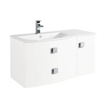 White Wall Hung Bathroom Vanity Unit & Basin Left Handed- W1012 x H428mm