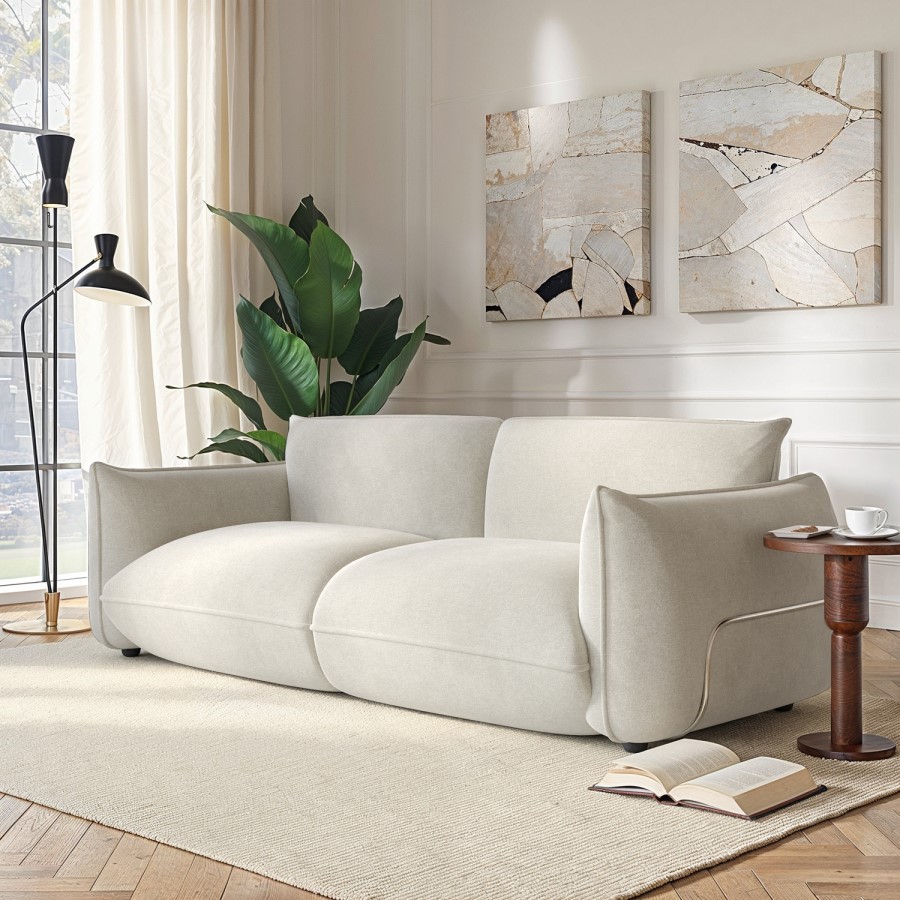 Beige Chenille 3 Seater Cloud Sofa - Santo