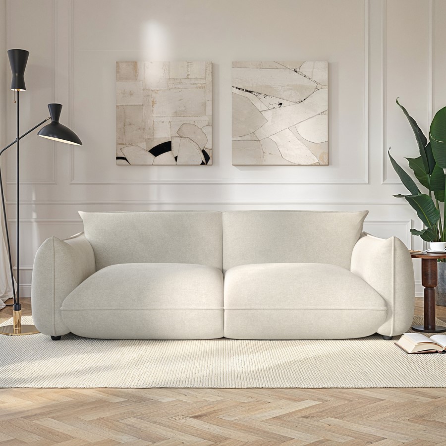 Beige Chenille 3 Seater Cloud Sofa - Santo