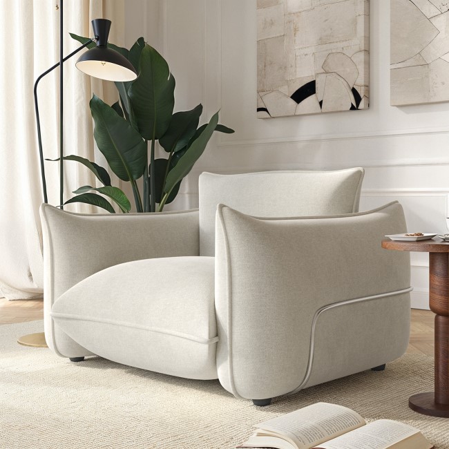 Beige Chenille Cloud Armchair - Santo