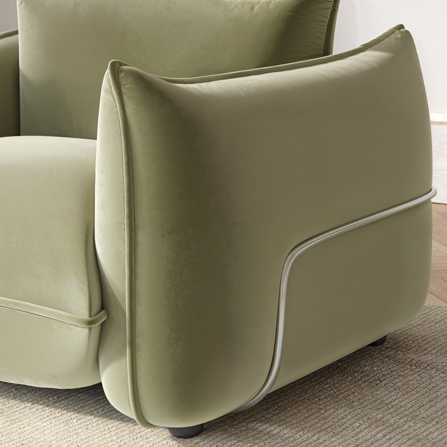 GRADE A1 - Sage Green Velvet Armchair - Santo